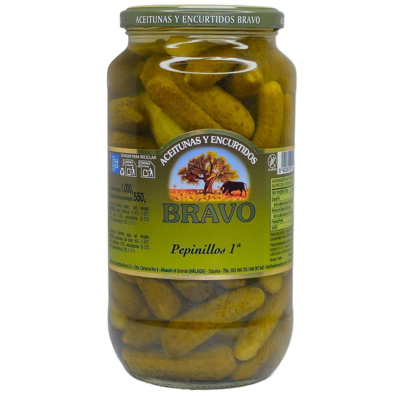 Корнішони Bravo Pepinillos 1A мариновані 1000 г (10271)