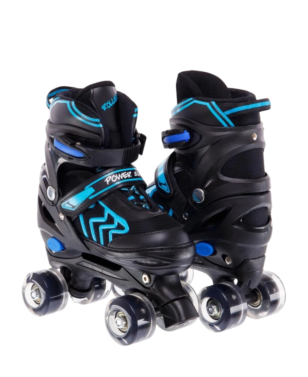 Роликовые коньки раздвижные Zelart Bamwei 9850 детские размер регулируемый р. 35-38 Black/Blue