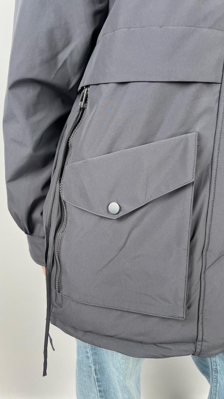 Куртка женская зимняя р. 42 Черный/Серый (#3065-10) - фото 5