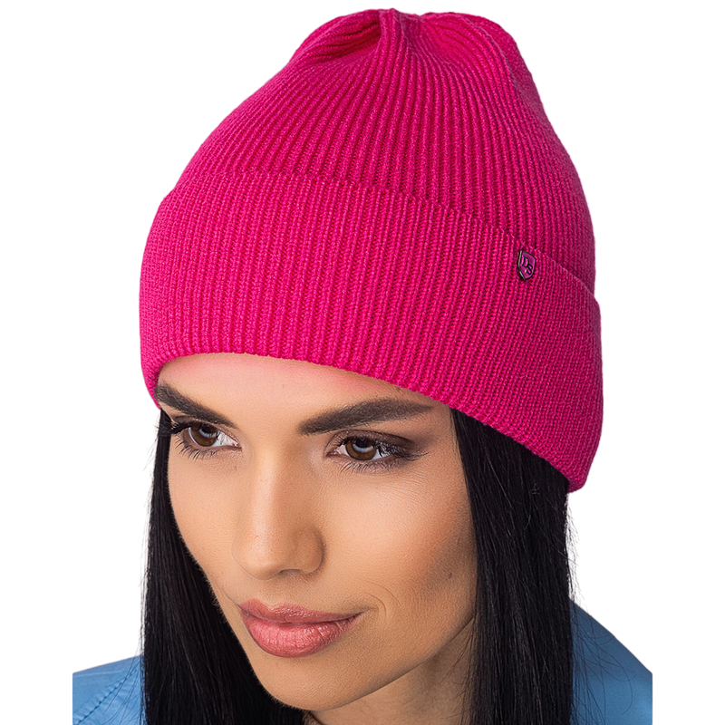 Шапка женская Leks ДЮНА с отворотом удлиненная без подкладки одинарная one size Малиновый