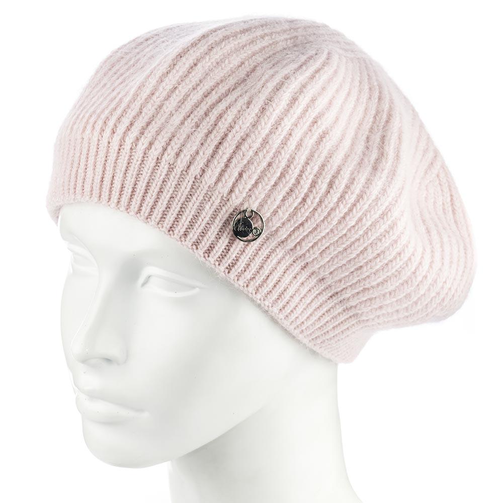 Берет женский ангоровый Atrics WH911 с узором двойной Светлый пудровый