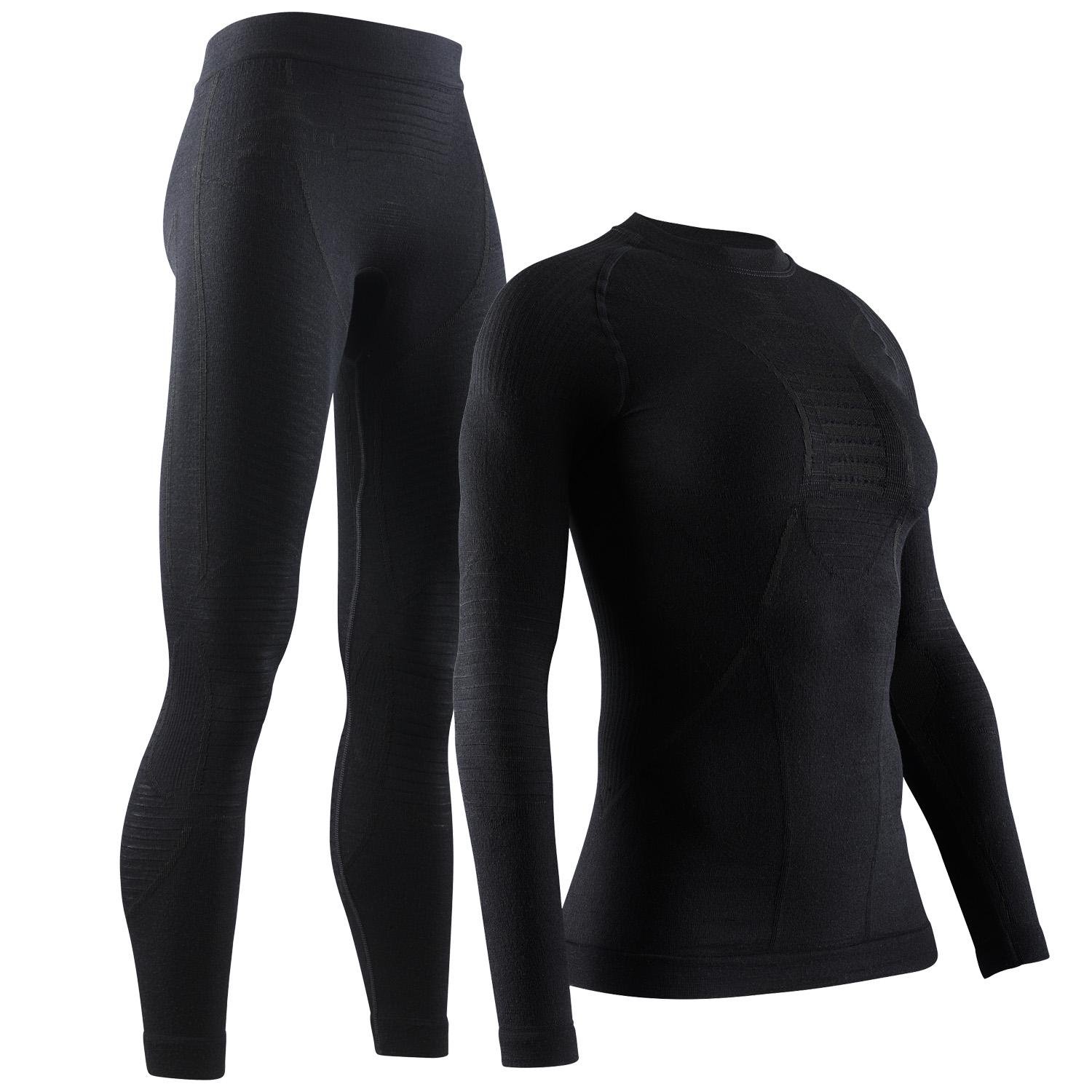 Комплект вовняної термобілизни жіночий X-BIONIC Apani Merino 4.0 AP-WT06W19W/AP-WP05W19W S Black/Black