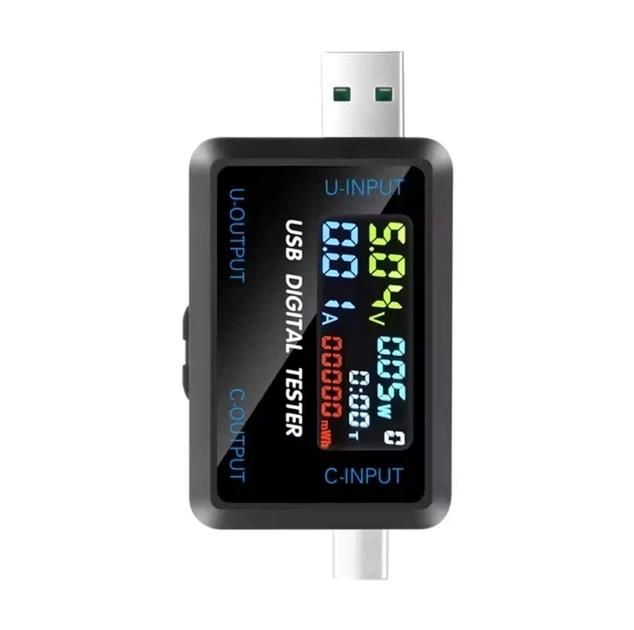 Цифровий тестер USB-A Type-C для вимірювання струму/напруги/потужності та ємності