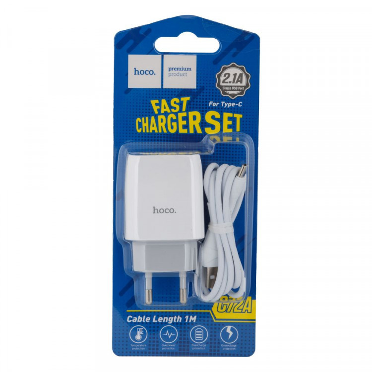 Комплект СЗУ Hoco C72A 1USB TYPE C 2,4A Комплект СЗУ Hoco C72A 1USB TYPE C 2,4A