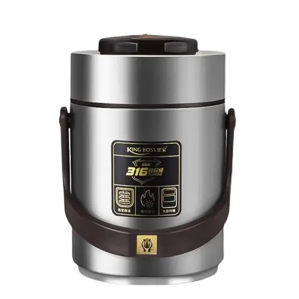 Термос для еды YIWU King Boss с двумя контейнерами 1,5 л Серебристый/Черный (HP156SL)