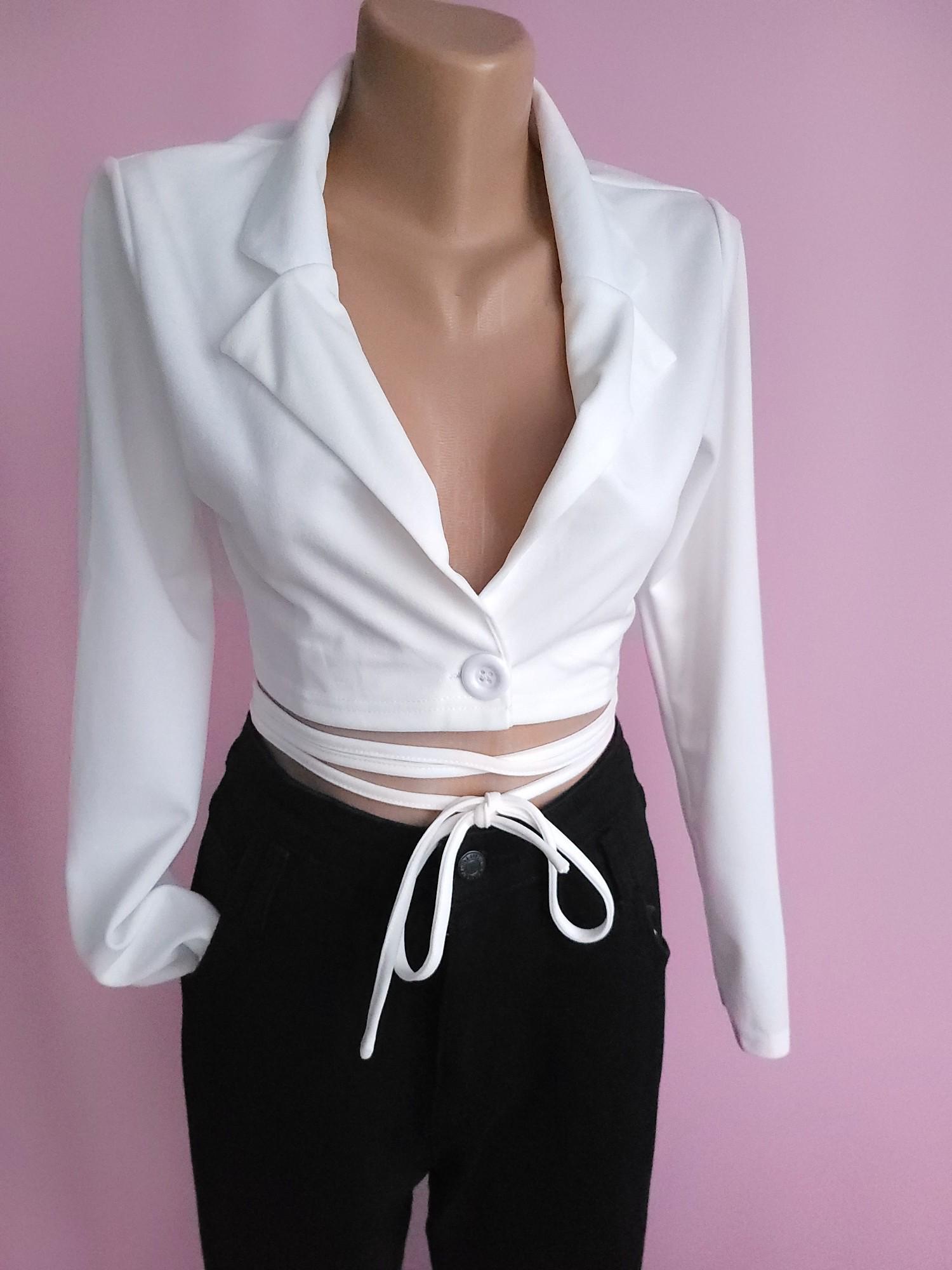 Топ на пуговице женская Boohoo M Белый (10351/44)