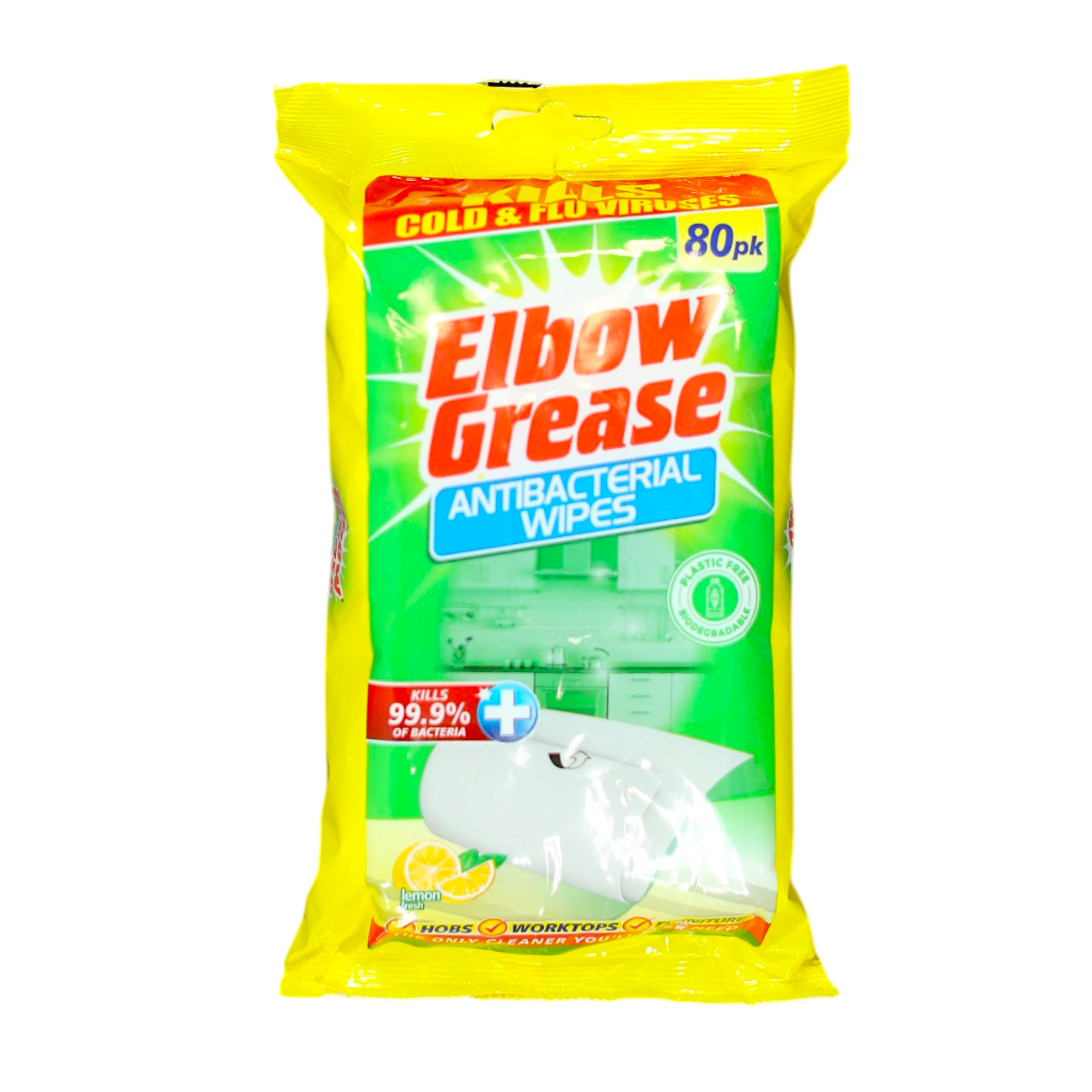 Влажные салфетки для чистки поверхностей Elbow Grease Лимон антибактериальные универсальные 80 шт. (НФ-00008905)