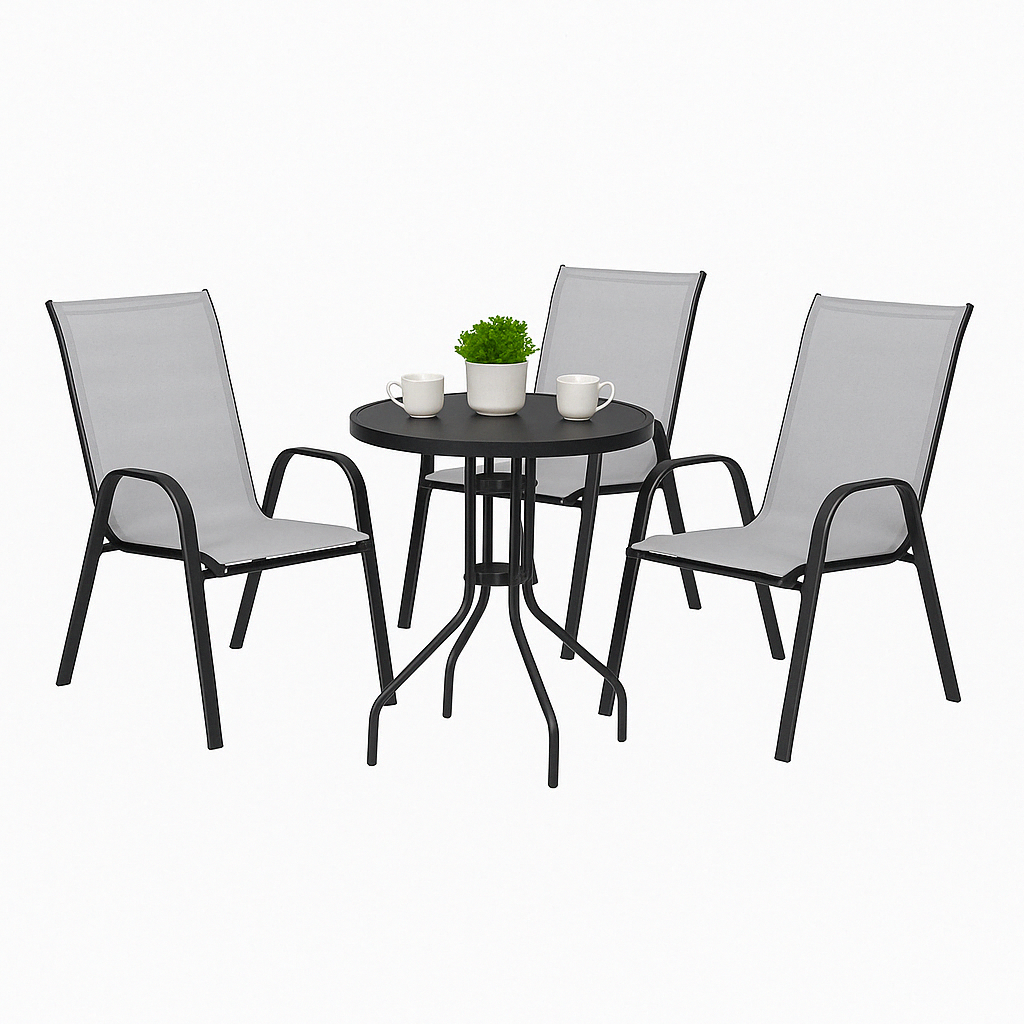 Комплект садовой мебели 4Points Como-3 круглый стол и 3 кресла Серый