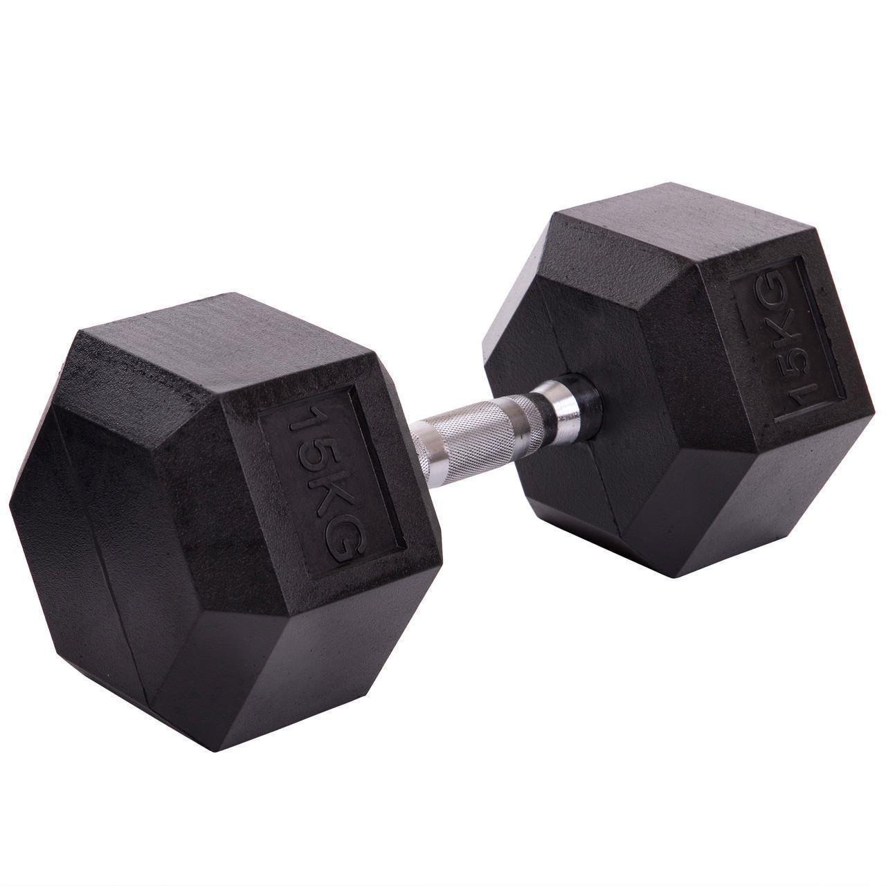 Гантель цельная SP-Planeta SC-80075-15 шестигранная гексагональная обрезиненная 15 кг (2532853955)