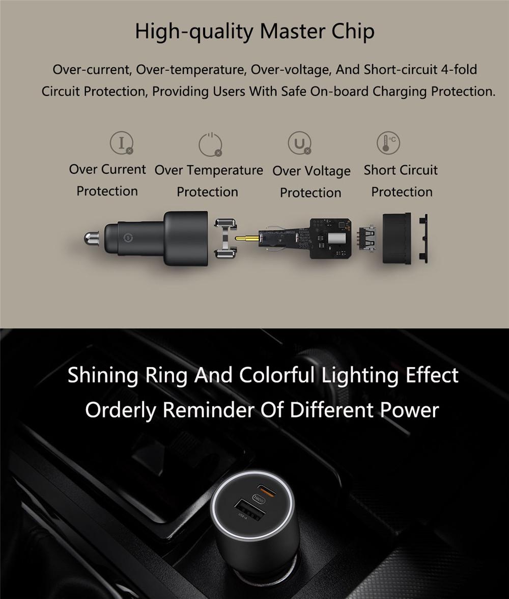 Зарядное устройство автомобильное Mi Mijia A1C1 100 W USB-A + USB-C с кабелем Tipe-C-Tipe-C (CC07ZM) - фото 6 Зарядное устройство автомобильное Mi Mijia A1C1 100 W USB-A + USB-C с кабелем Tipe-C-Tipe-C (CC07ZM) - фото 6