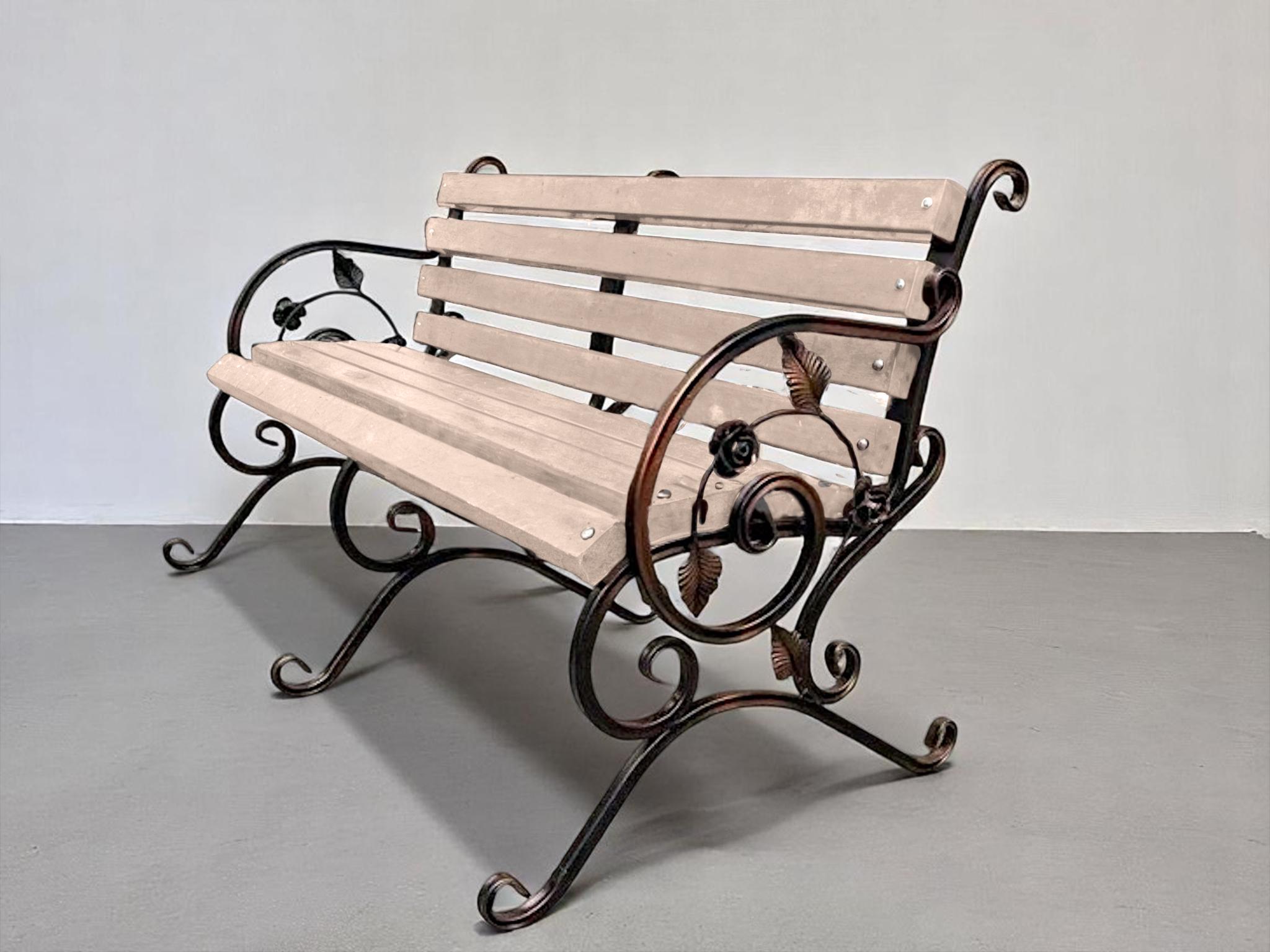 Лава садова кована Tobi Sho Камелія з підлокітниками 200 см Слонова кістка - фото 3