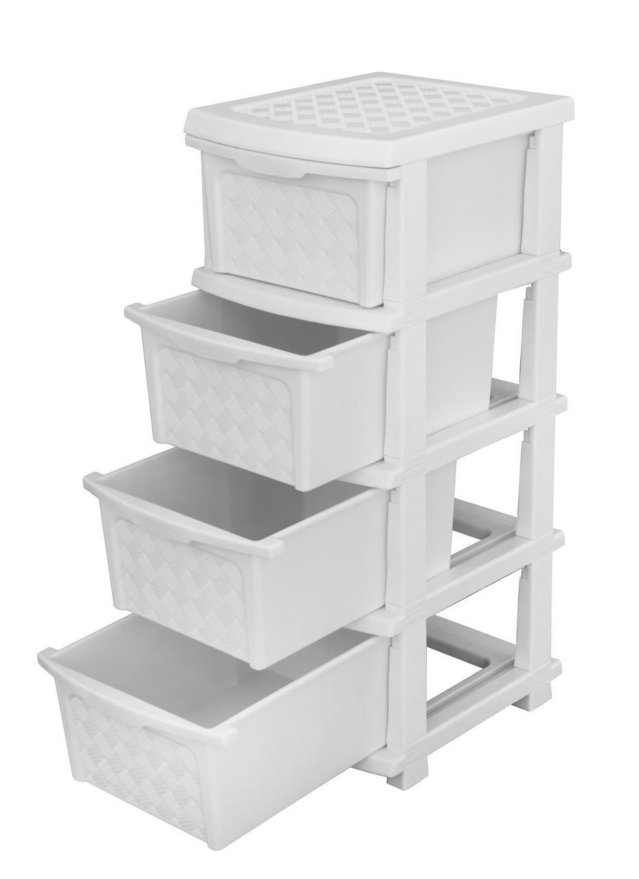 Комод пластиковый R-Plastic 04004 Компакт плюс на 4 ящика 86x40x34 см Белый (5156-БЛ) Комод пластиковый R-Plastic 04004 Компакт плюс на 4 ящика 86x40x34 см Белый (5156-БЛ)