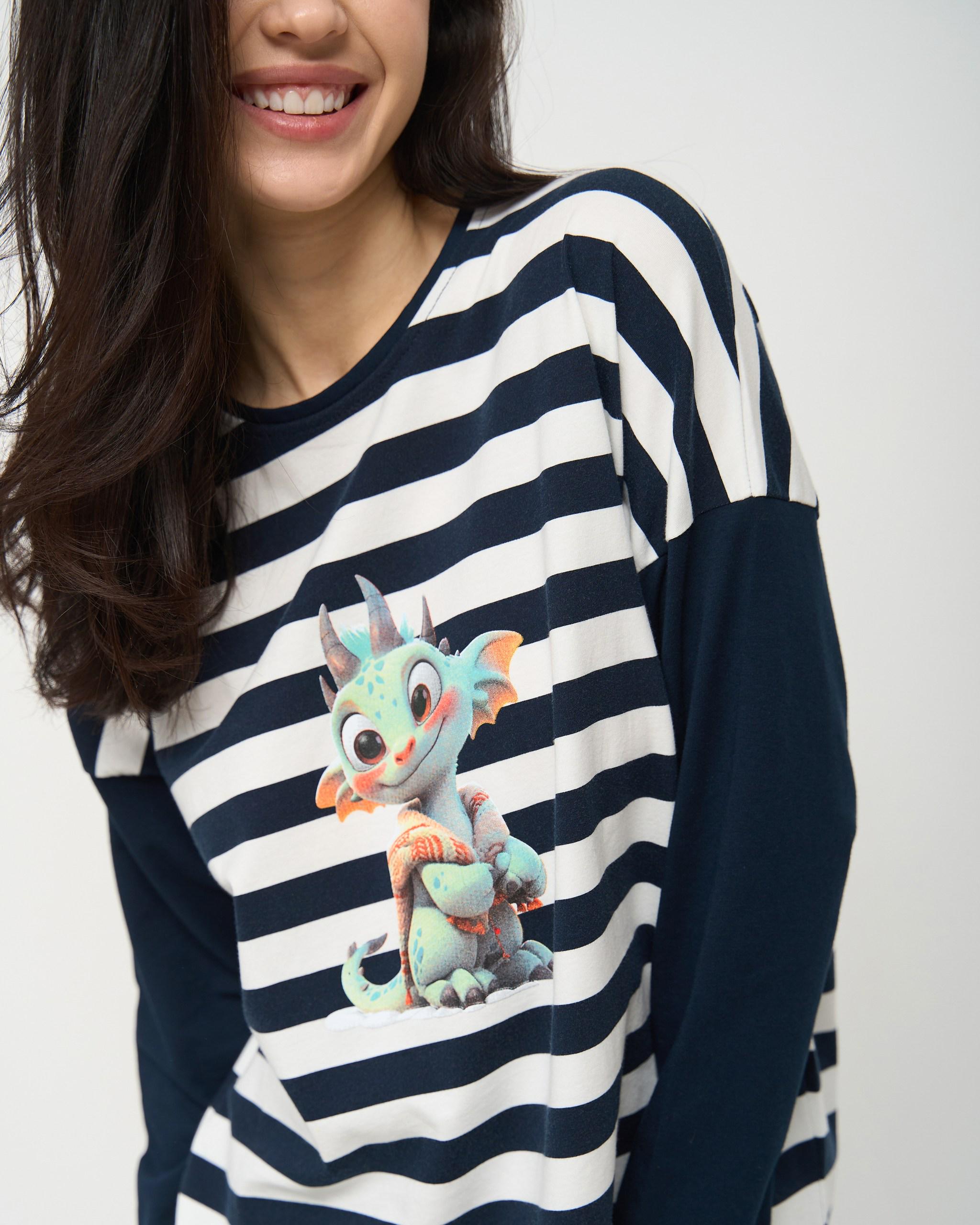 Пижама женская Family look Дракончик M Темно-синий (96734) - фото 3