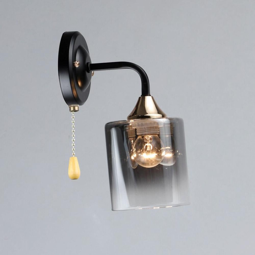 Світильник настінний Light HouseSRS-20397/1W плафон димчастий Чорний/Золотий