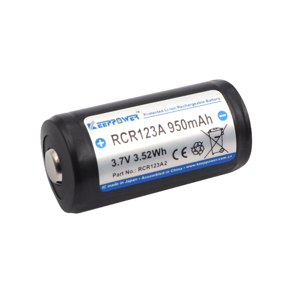 Аккумулятор с защитой 16340 Keeppower 123 RCR123A 950 mAh 3,7V Li-Ion Черный
