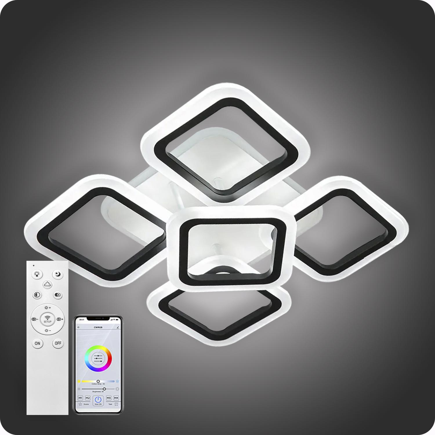 Люстра світлодіодна 517 Light 3color з пультом 90 Вт Чорний (01850) - фото 5 Люстра світлодіодна 517 Light 3color з пультом 90 Вт Чорний (01850) - фото 5