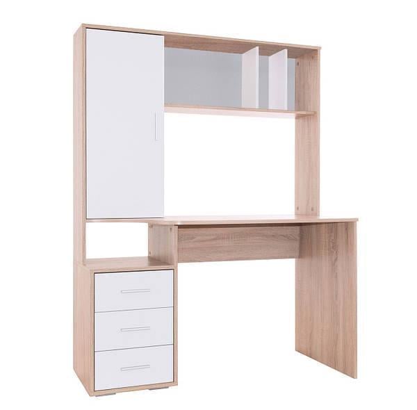 Стіл комп'ютерний з поличками та ящиками Дуб сонома/Білий (15207061) - фото 2 Стіл комп'ютерний з поличками та ящиками Дуб сонома/Білий (15207061) - фото 2