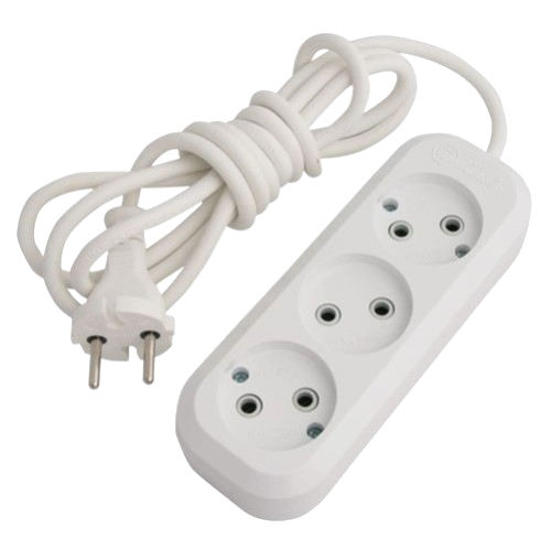 Подовжувач мережевий Makel без заземлення 3 розетки та кабель 5 м Білий (29596599)