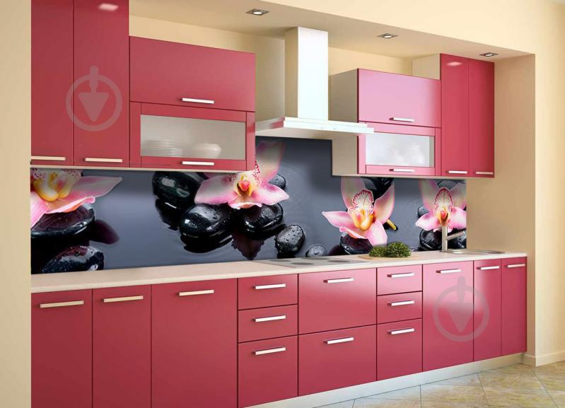 Скинали на кухню Zatarga «Благородные Орхидеи» 600х2500 мм виниловая 3Д наклейка кухонный фартук самоклеящаяся Z180553