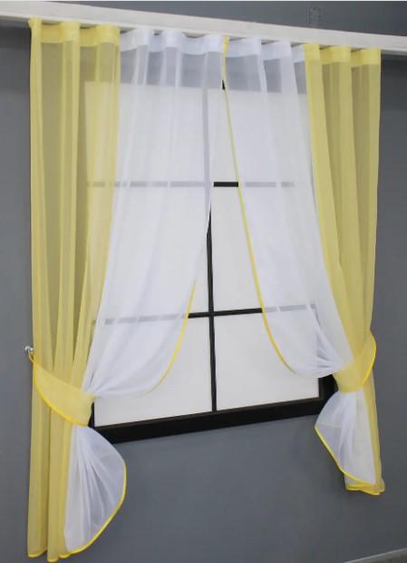 Занавеска на кухню шифон 265х170 см Желтый/Молочный (017к) - фото 2 Занавеска на кухню шифон 265х170 см Желтый/Молочный (017к) - фото 2