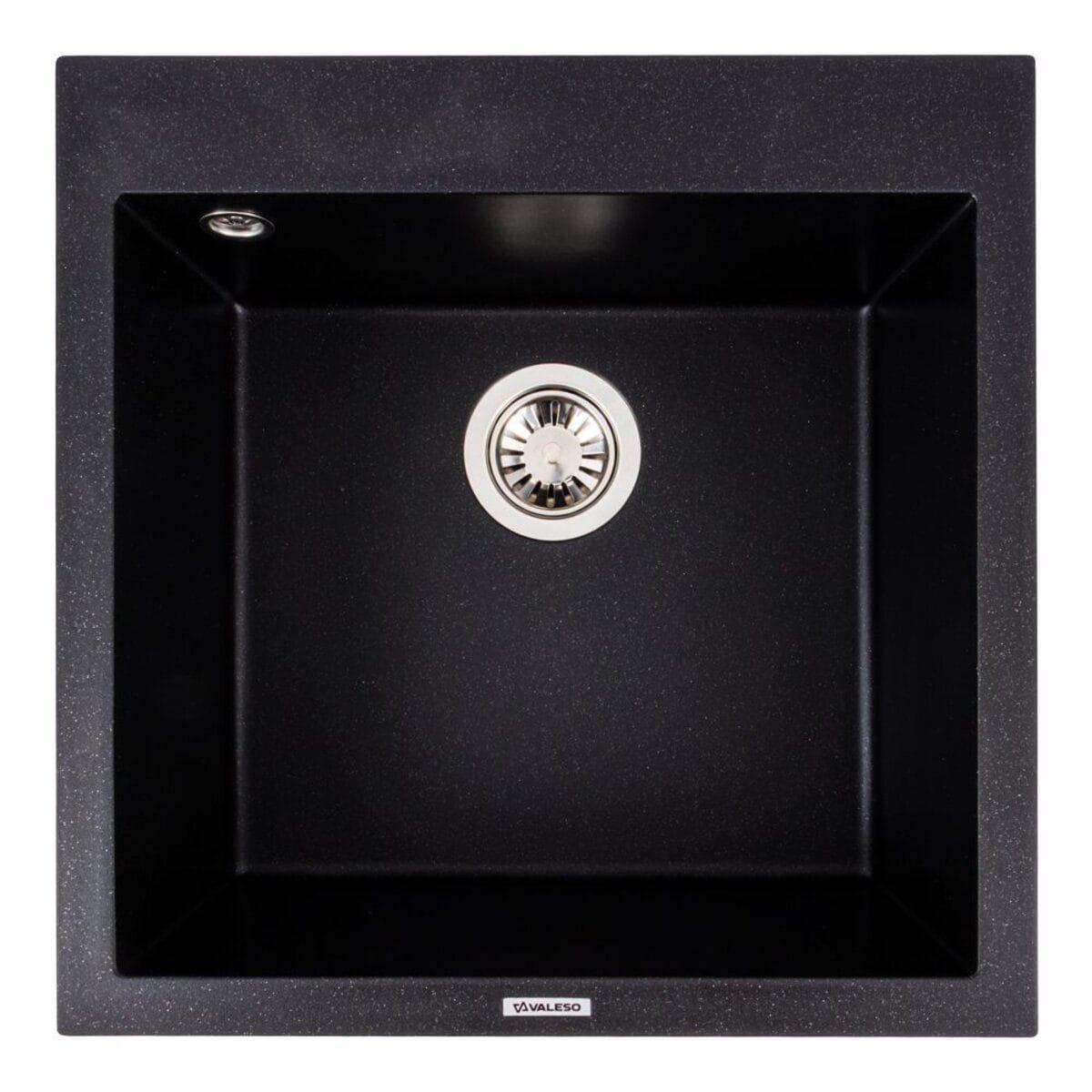 Мойка гранитная Valeso Galax 500х500 врезная квадратная Черный металлик матовый (PLTM-SP000049265)