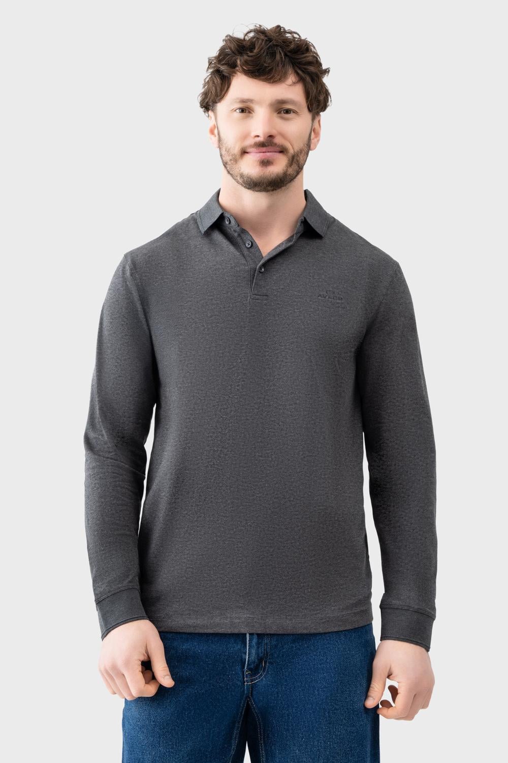 Лонгслив-поло Avecs из трикотажа Double Face XL Серый (30592/16-XL)