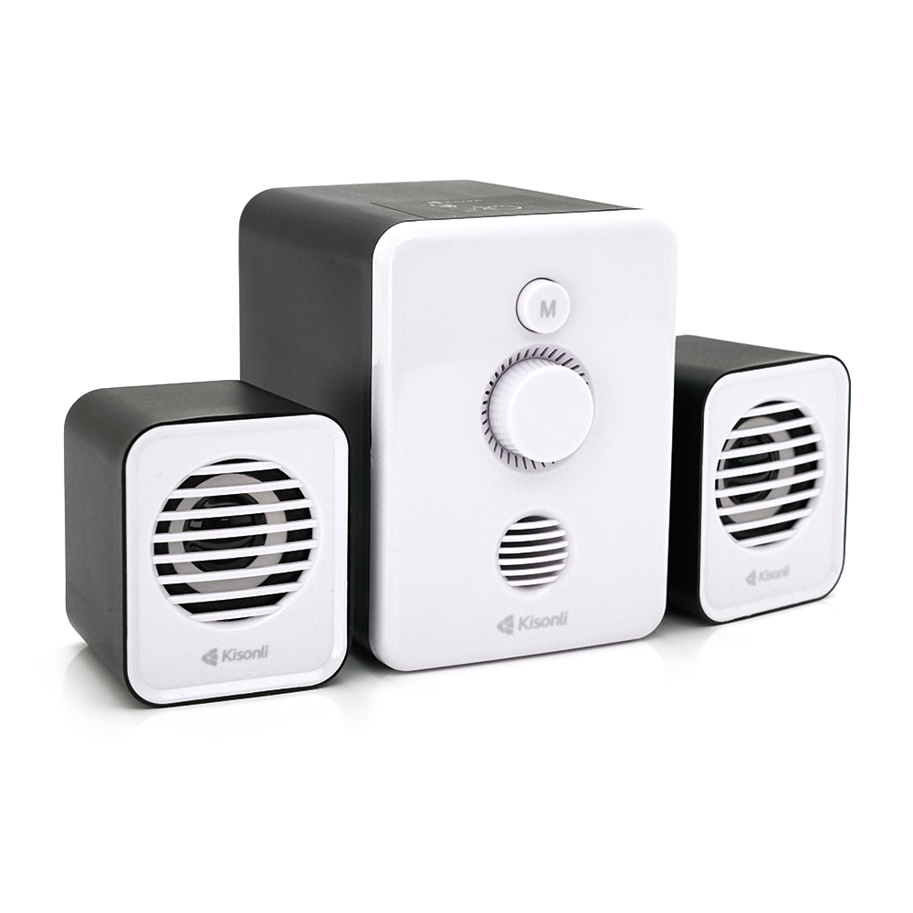 Набір портативних колонок Kisonli U-3000BT із сабвуфером 5W Bluetooth USB AUX FM Білий (31325)