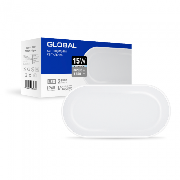 LED-світильник антивандальний Global 1-GBH-02-1550-E 15W 5000K (27568130)