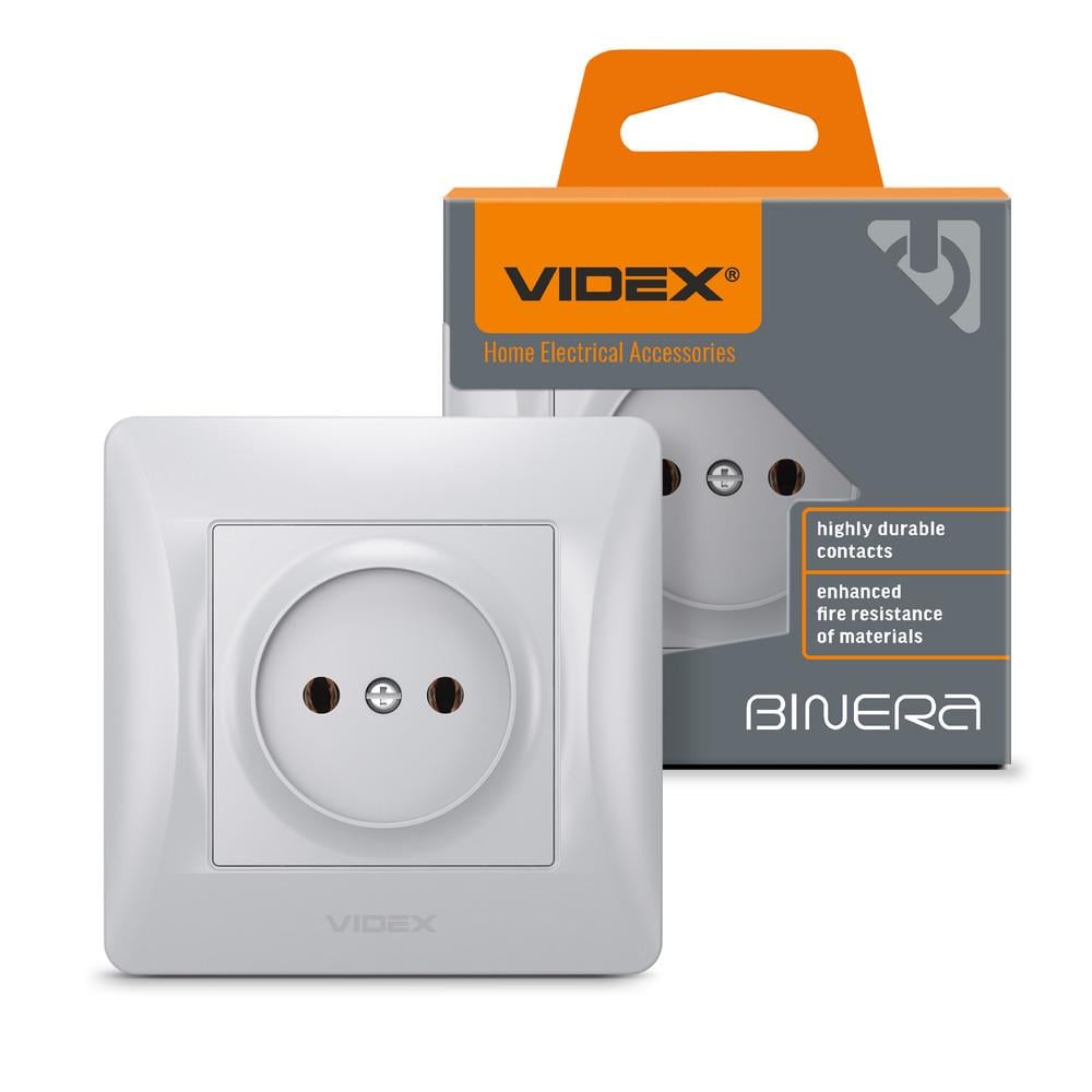 Розетка Videx BINERA Серебряный шелк (12518)