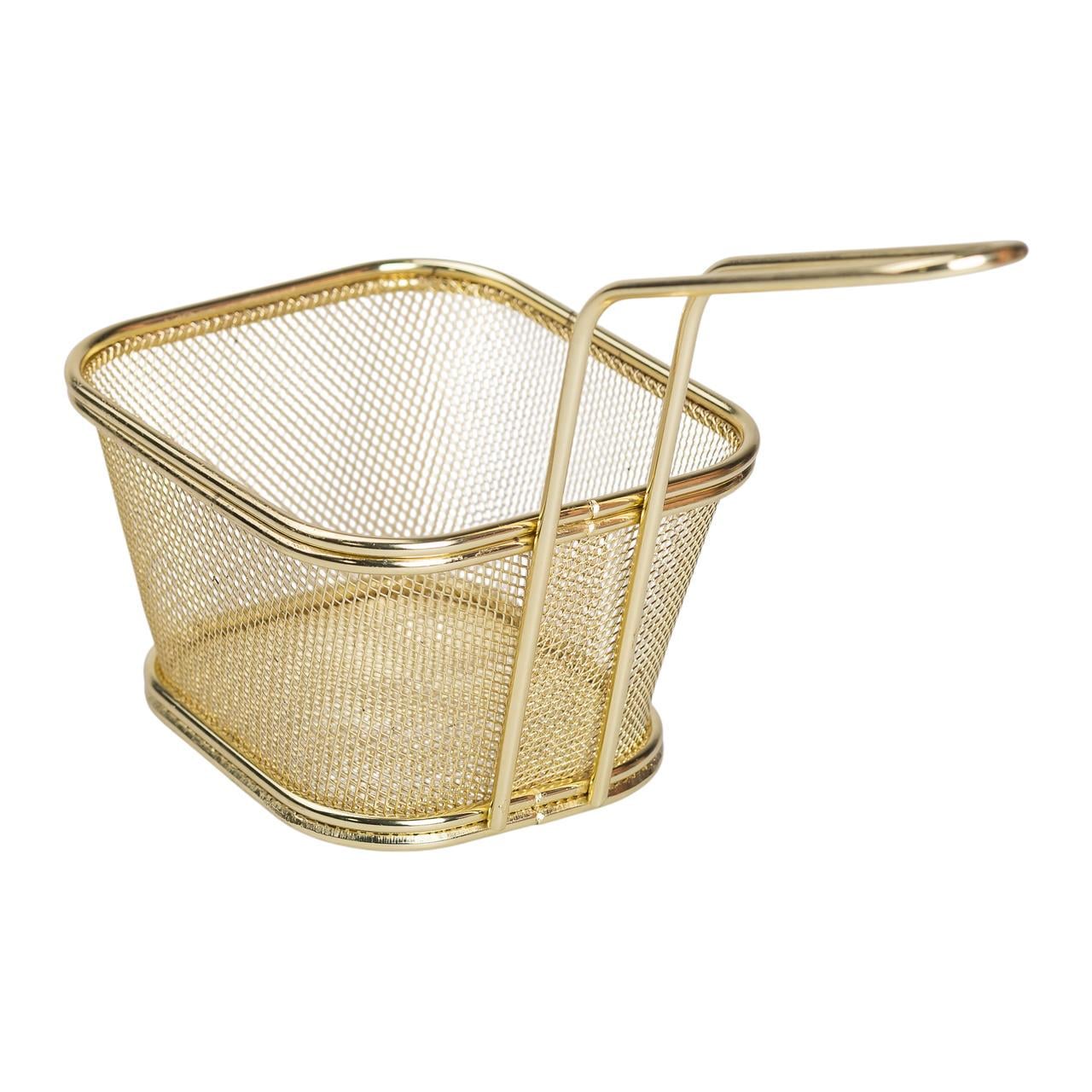 Корзина сервировочная для фри и снеков с гальваническим покрытием 13x11x7 см Золотой (5837)