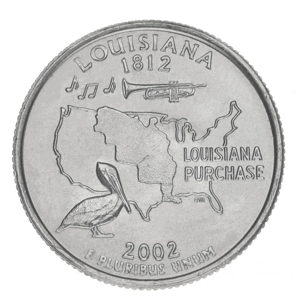 Коллекционная монета США 25 центов 2002 D Штаты и территории - Луизиана UNC (KM#333)