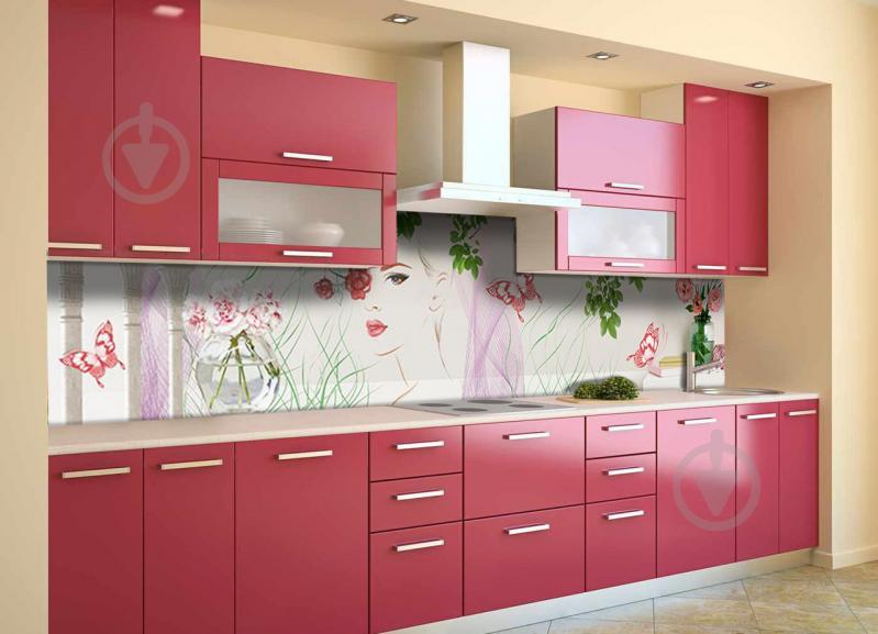 Скинали на кухню Zatarga «Девушка Весна» 650х2500 мм виниловая 3Д наклейка кухонный фартук самоклеящаяся Z180767/1