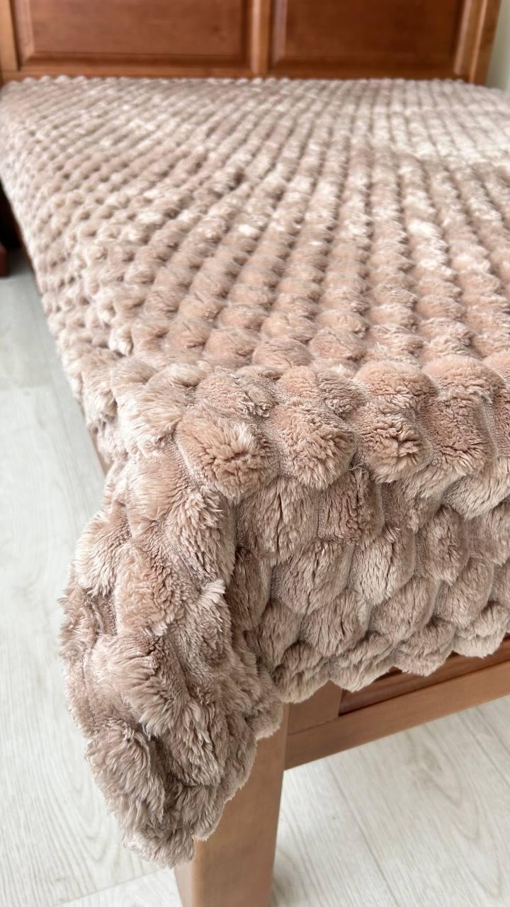 Плед-покривало теплий Соти 3Д велюровий плюшевий двоспальний Темно-бежевий (Е5100-02) - фото 2 Плед-покривало теплий Соти 3Д велюровий плюшевий двоспальний Темно-бежевий (Е5100-02) - фото 2