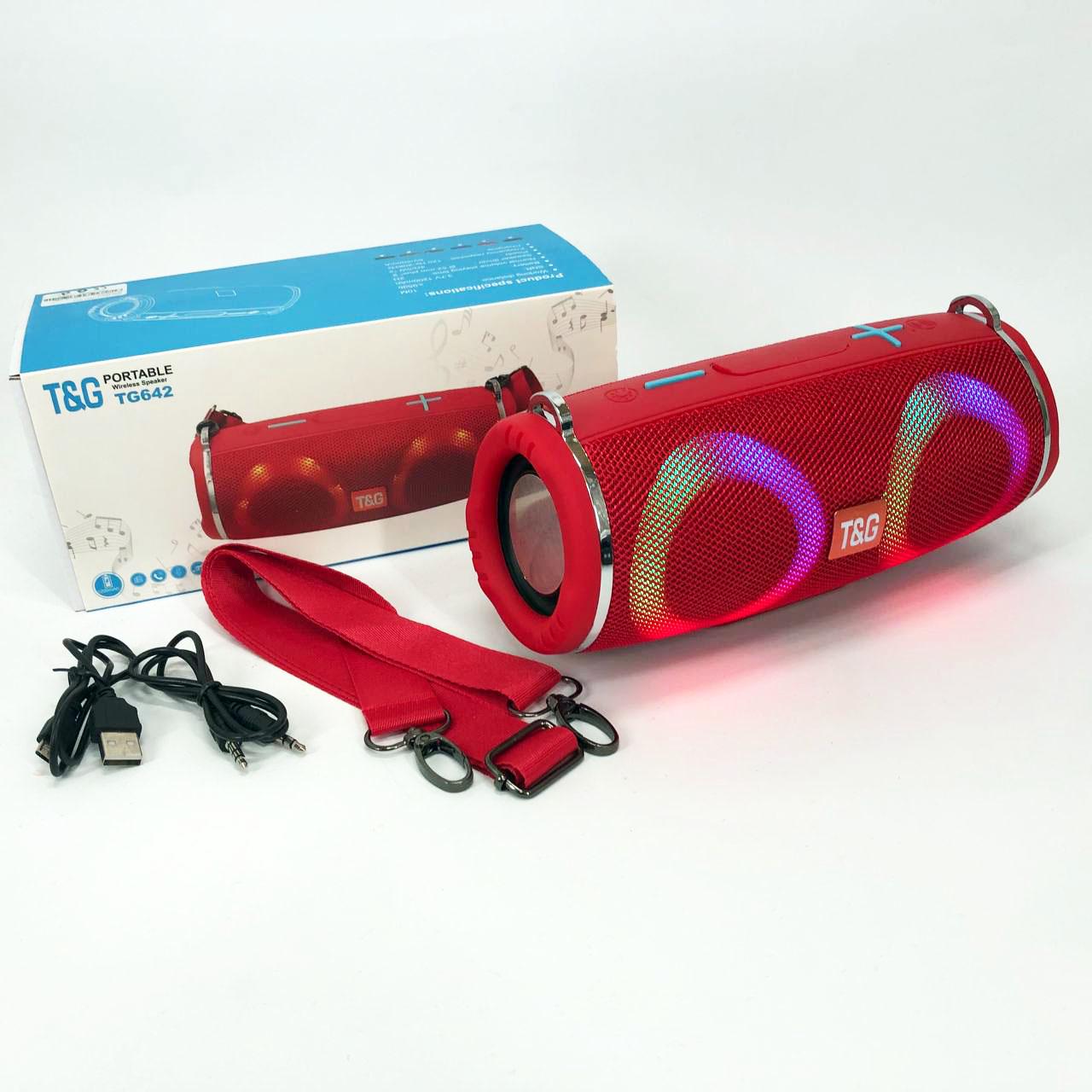 Колонка портативная с RGB подсветкой и ремешком TG642 Красный - фото 13