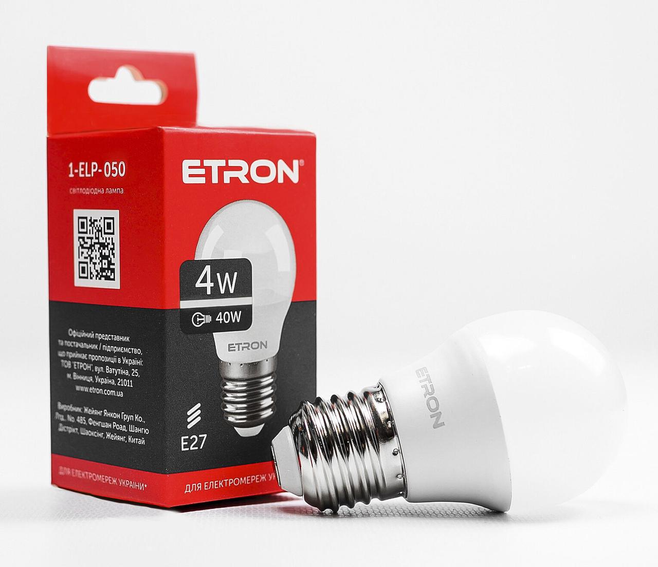 Світлодіодна LED-лампа ETRON 4W G45 4200K 220 V E27 денне світло 1-ELP-050 (2221395208) - фото 1