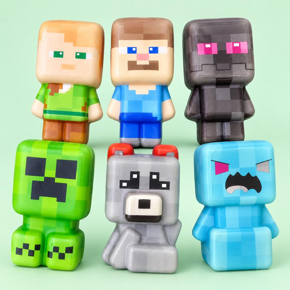 Игрушка антистресс сквиш Майнкрафт поролоновый 6,5x10 см набор 6 шт. (52-BT-5800-51)