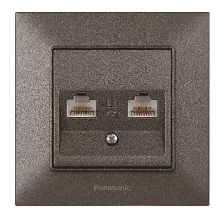 Розетка компьютерная двойная Panasonic Arkedia Slim Дымчатый (WNTC0406-2DG)