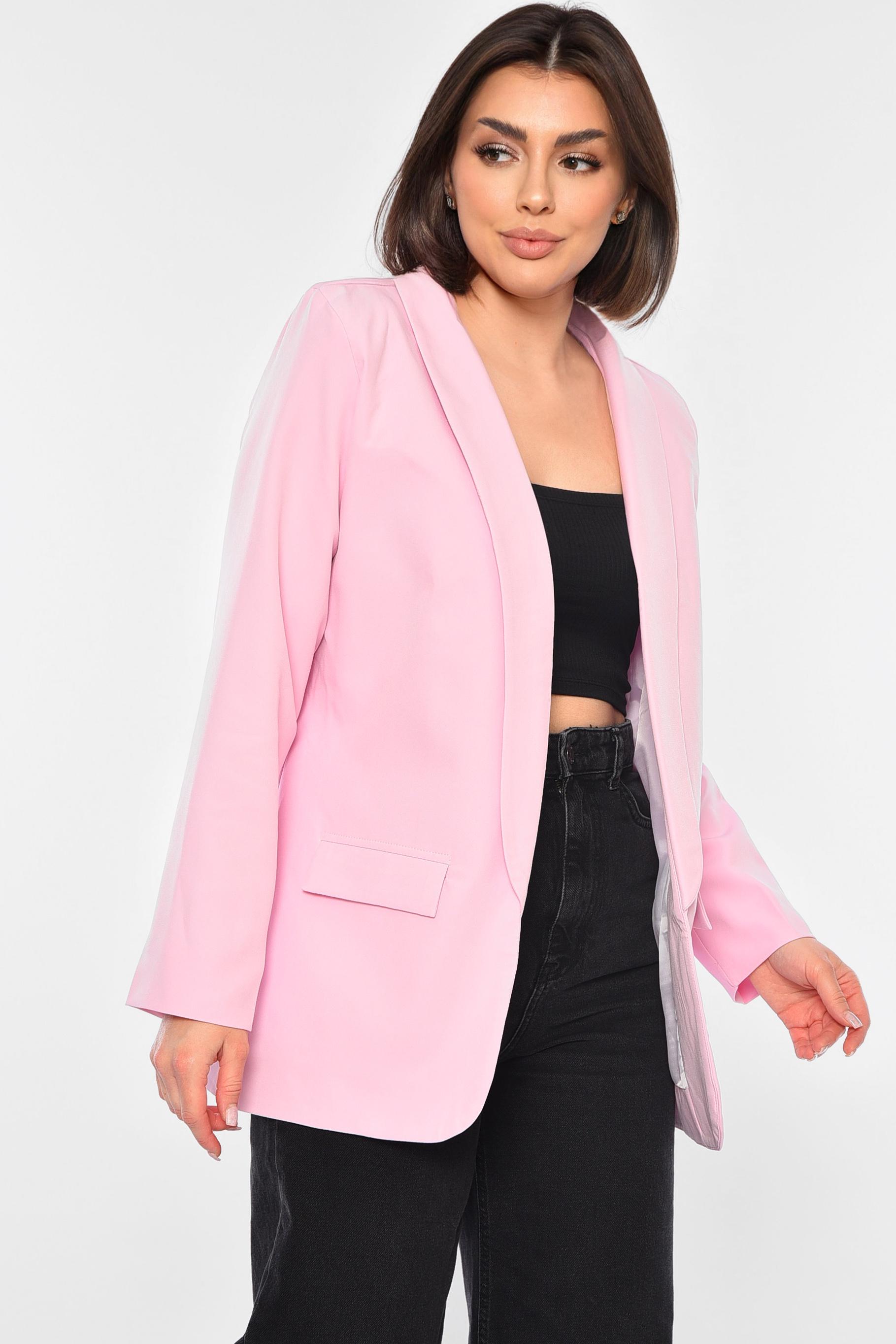 Піджак жіночий однотонний р. 44 Рожевий (194763) - фото 2 Піджак жіночий однотонний р. 44 Рожевий (194763) - фото 2