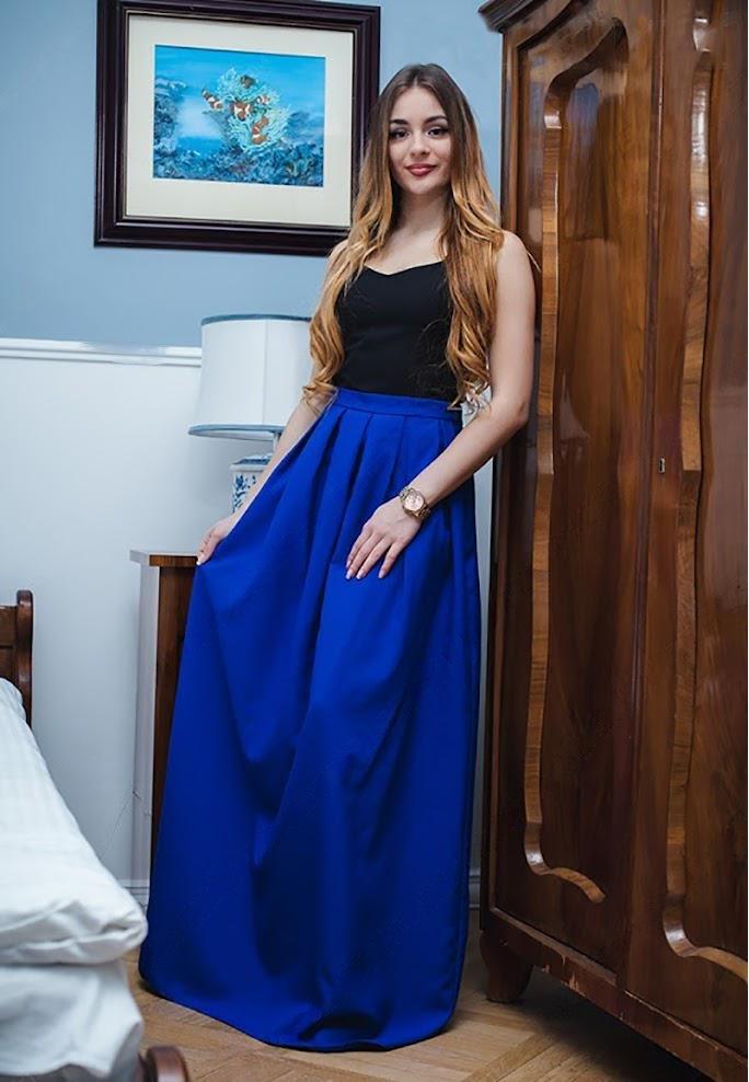 Юбка женская макси в складку Podium 13908-BLUE S Синий