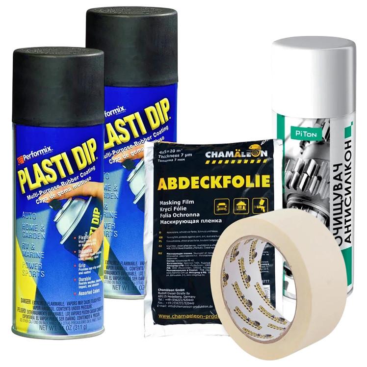 Набор для покраски дисков жидкой резиной Plasti Dip 2x400 мл Черный мат Набор для покраски дисков жидкой резиной Plasti Dip 2x400 мл Черный мат
