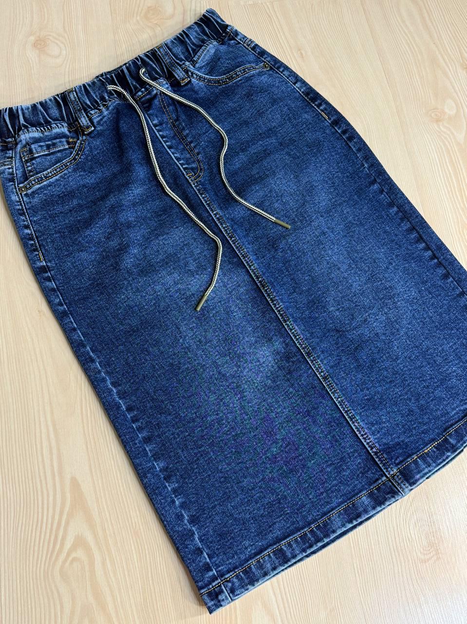Спідниця жіноча джинсова ZJY 7031 стрейчева з розрізом на резинці р. З2 87 см 106 см Синій - фото 2 Спідниця жіноча джинсова ZJY 7031 стрейчева з розрізом на резинці р. З2 87 см 106 см Синій - фото 2