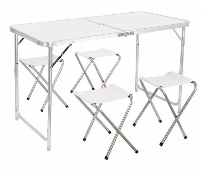 Стіл туристичний розкладний з стільцями 4 шт. Білий (21724699)