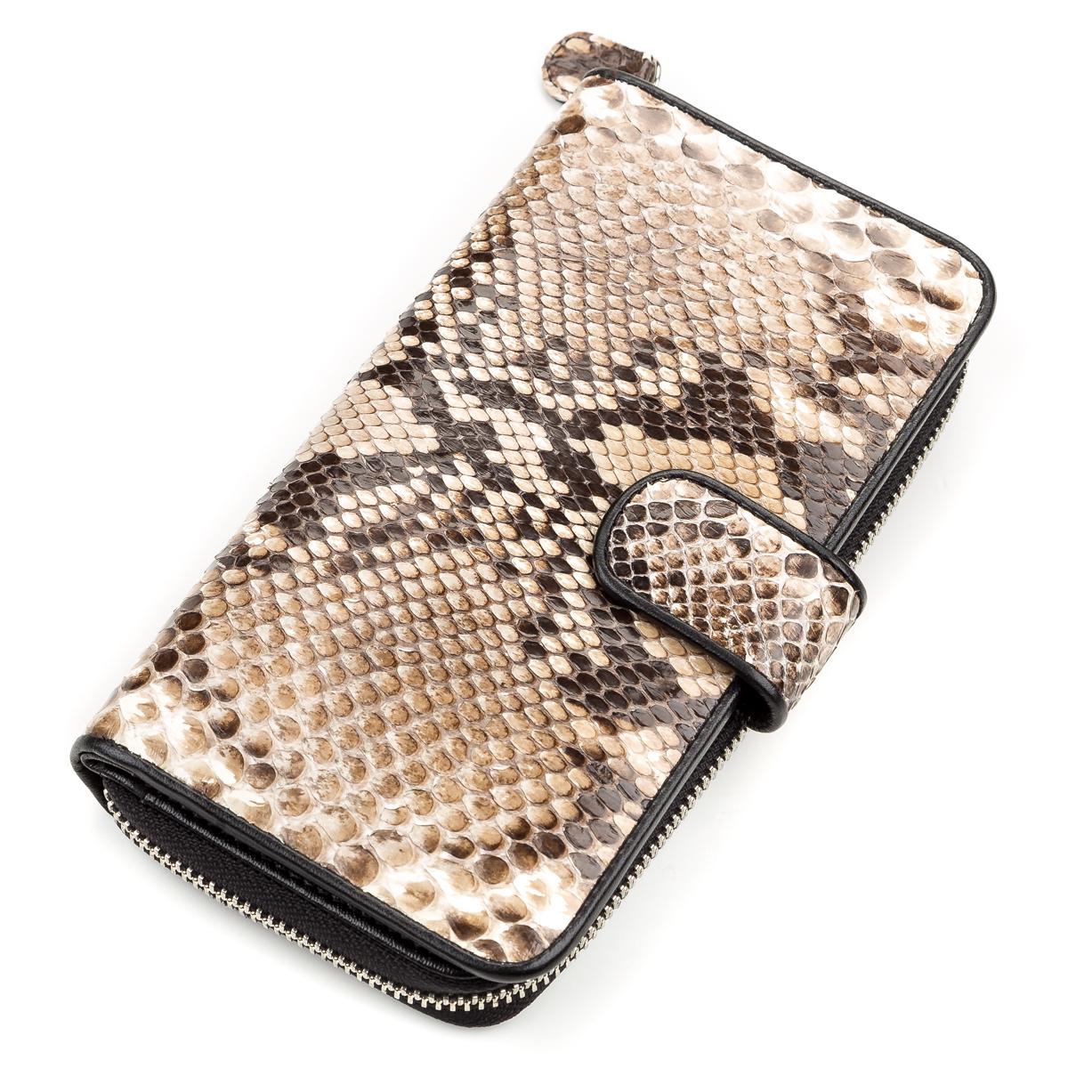 Женский кошелек Snake leather 18181 кожаный Коричневый