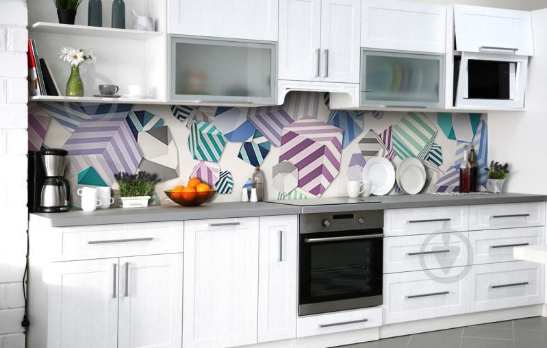 Скинали на кухню Zatarga «Полосатые кубики» 650х2500 мм виниловая 3Д наклейка кухонный фартук самоклеящаяся