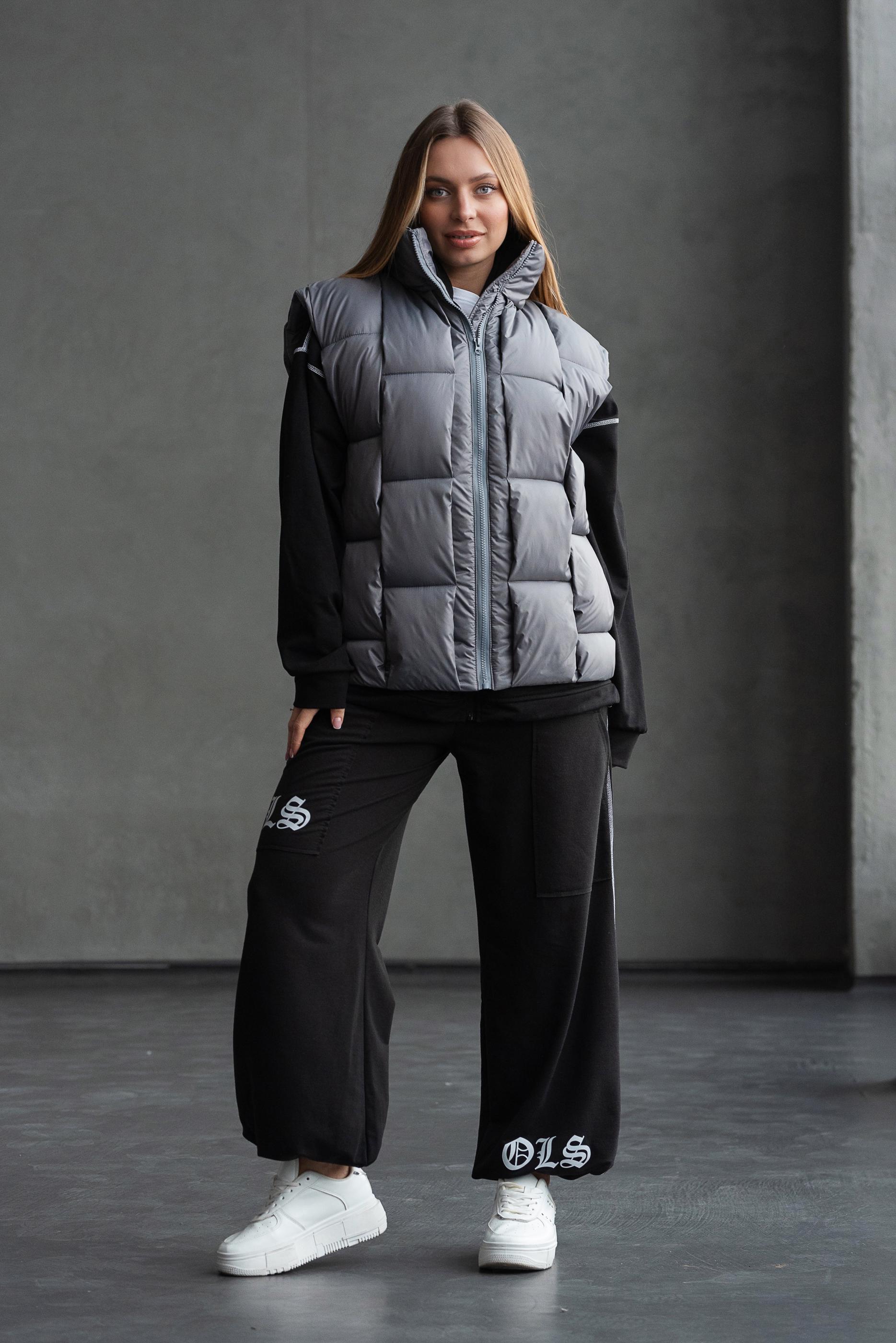 Жилет теплый женский Шахматка р. 48 Серый - фото 3 Жилет теплый женский Шахматка р. 48 Серый - фото 3