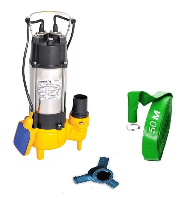 Насос дренажно-фекальный Euroaqua WQ 13-15FURY нож измельчитель для грязной воды/фекалий/сливных ям с поплавком шланг 50 м (31119827)