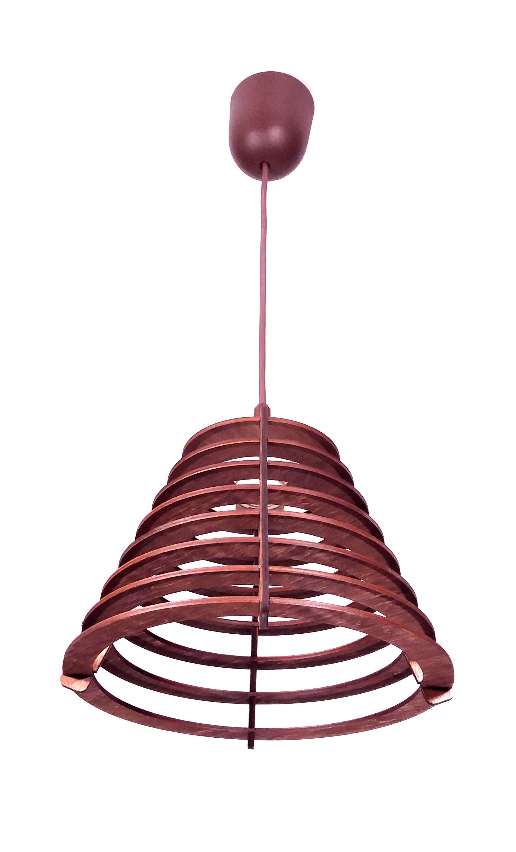 Люстра деревянная Подвес Конус круг Коричневый