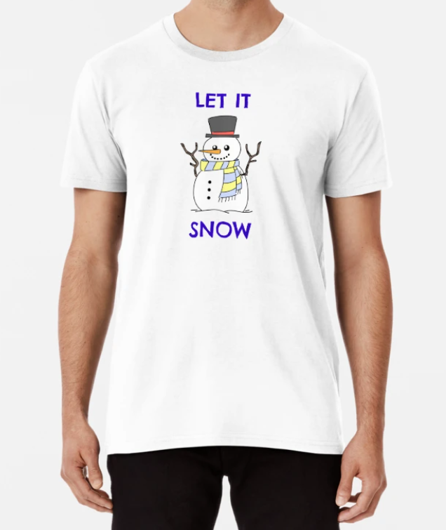 Футболка мужская новогодняя Stedman с принтом Let it snow Снеговик S Белый (НГ79-7)