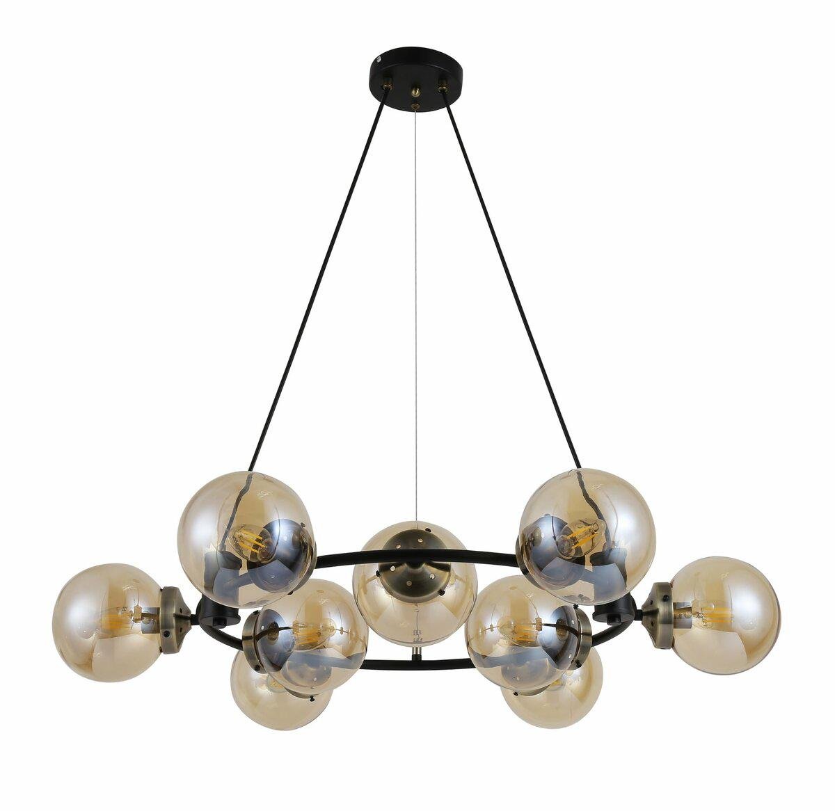 Люстра підвісна 74405/9 Antique на 9 плафонів Brass/Matte Black (43876)