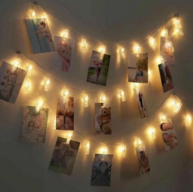 Гірлянда Прищіпки для фото LED 20 прищіпок 7 м 220 В Білий теплий